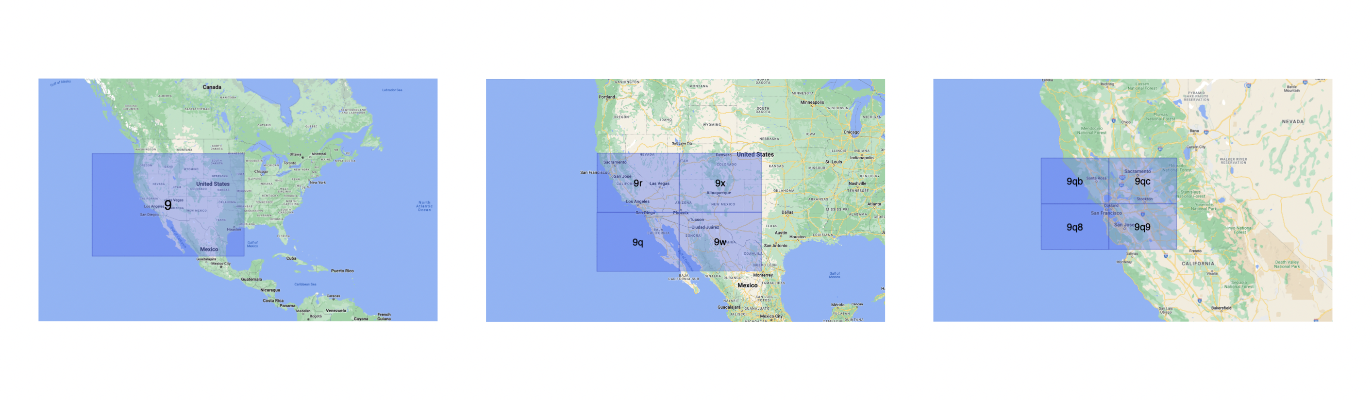 Geohashing divides the world into a grid of alphanumeric cells